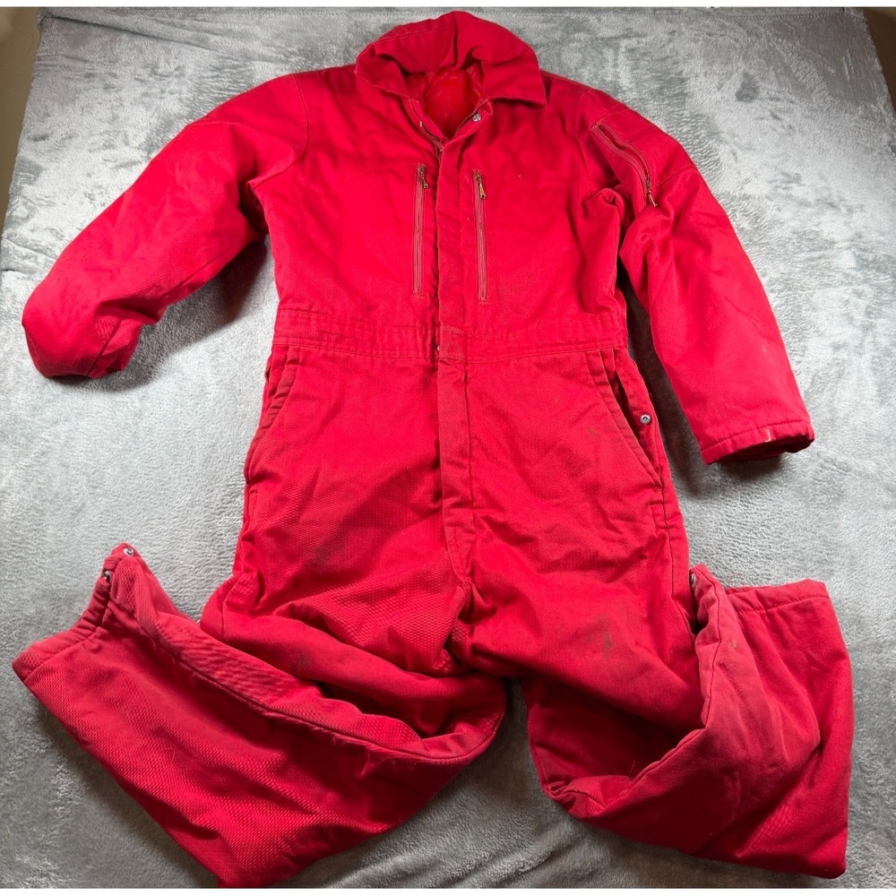 Vtg Montgomery Ward Red Insulated Coveralls Mens M Workwear‎ Mechanic